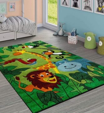 afombra infantil niños jungla leon jirafa hipopotamo mono alfombra infantil selva