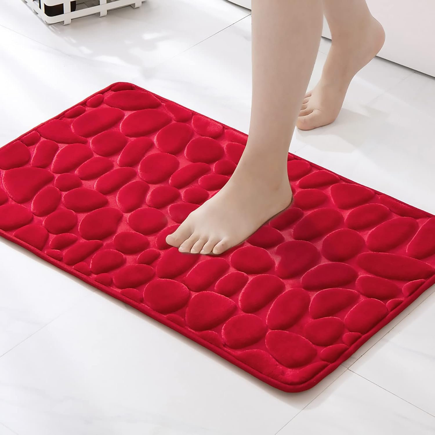 MIULEE 1 Pieza Alfombra para Baño Antideslizante Alfombra Suave Absorbente Espuma de Memoria Microfibra con Dibujo Geométrico para Baño Dormitorio Pasillo...