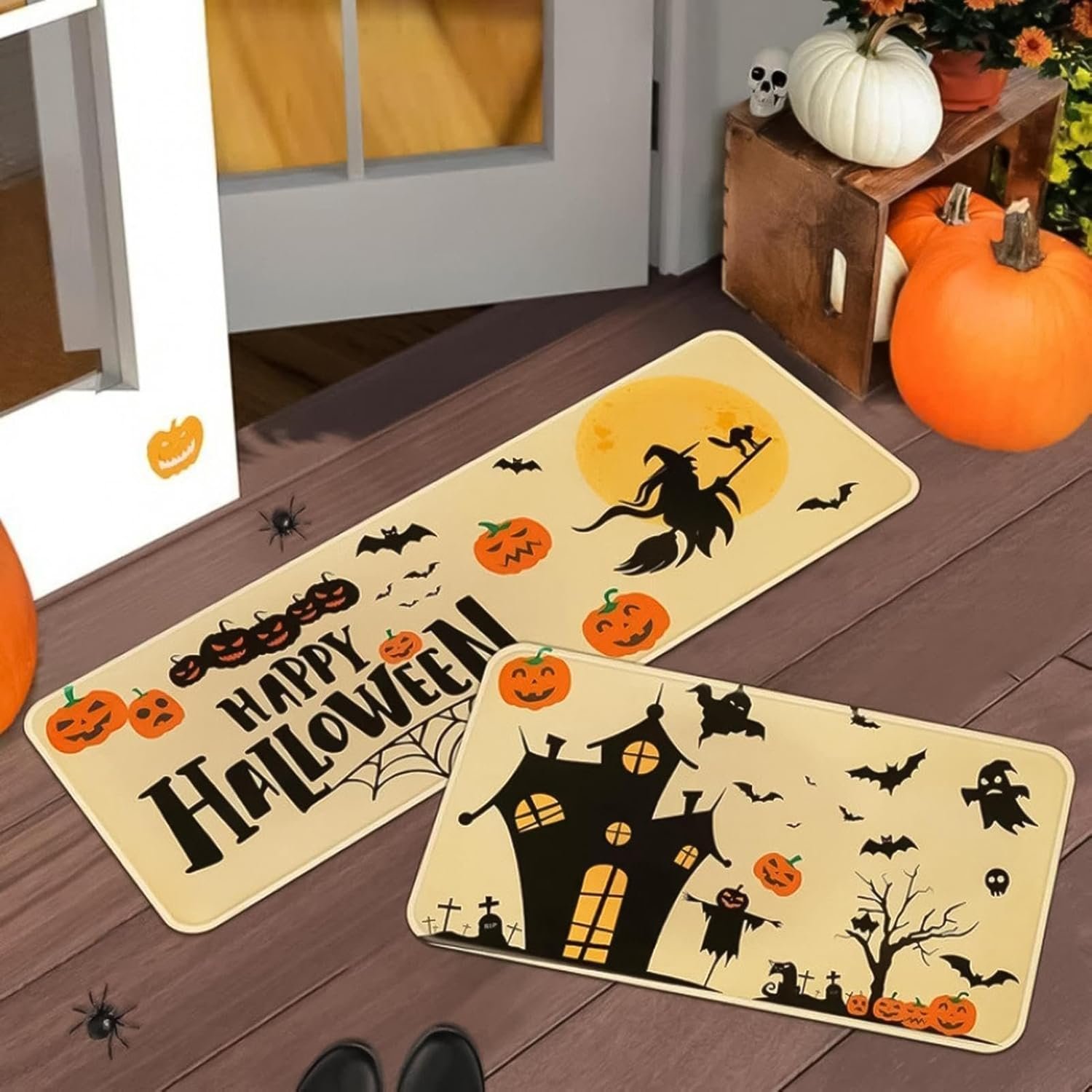 Alfombra de Cocina de Halloween,Alfombra de Halloween - Alfombra de Suelo Antideslizante gótica para Interior de casa,Accesorios de decoración de Interiores...